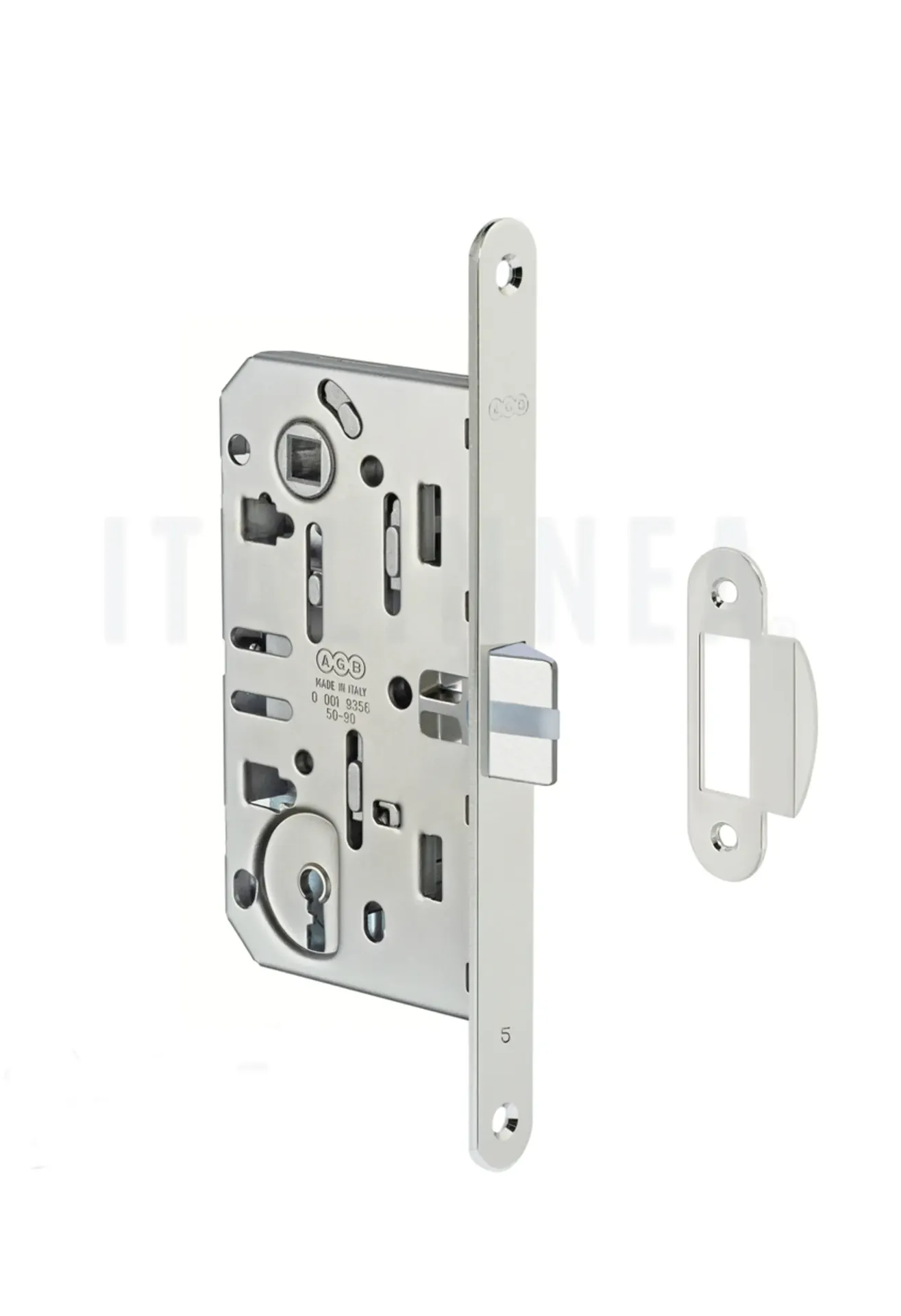 CERRADURA L1-L3 EVO LLAVE/PASO AGB (ITALIA) NÍQUEL 50 CON CONTRAFRONTAL