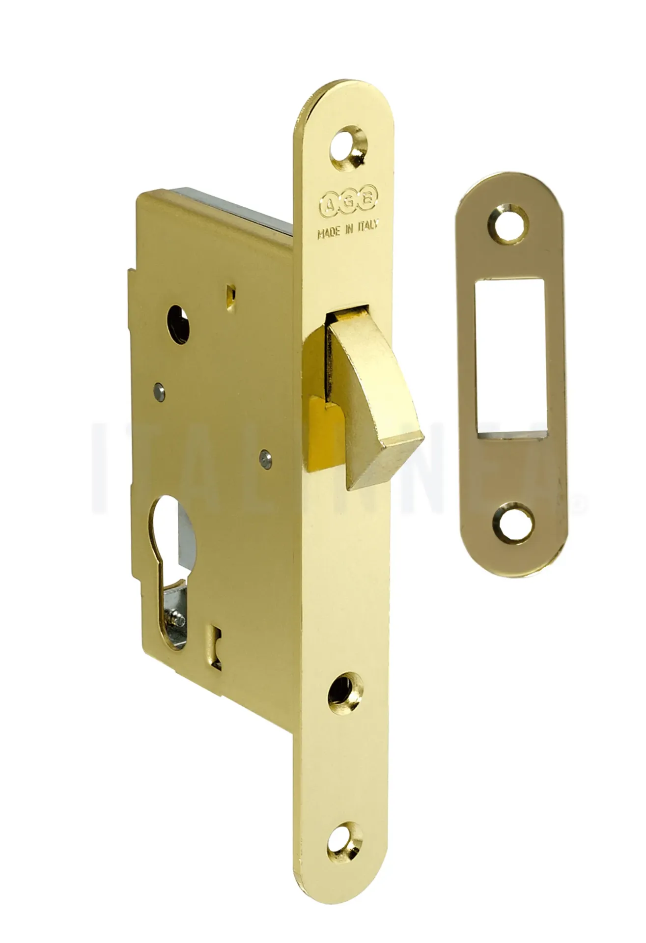 CERRADURA CORREDERA L7 PARA CILINDRO AGB (ITALIA) BRONCEADA 50 CON CONTRAFRONTAL