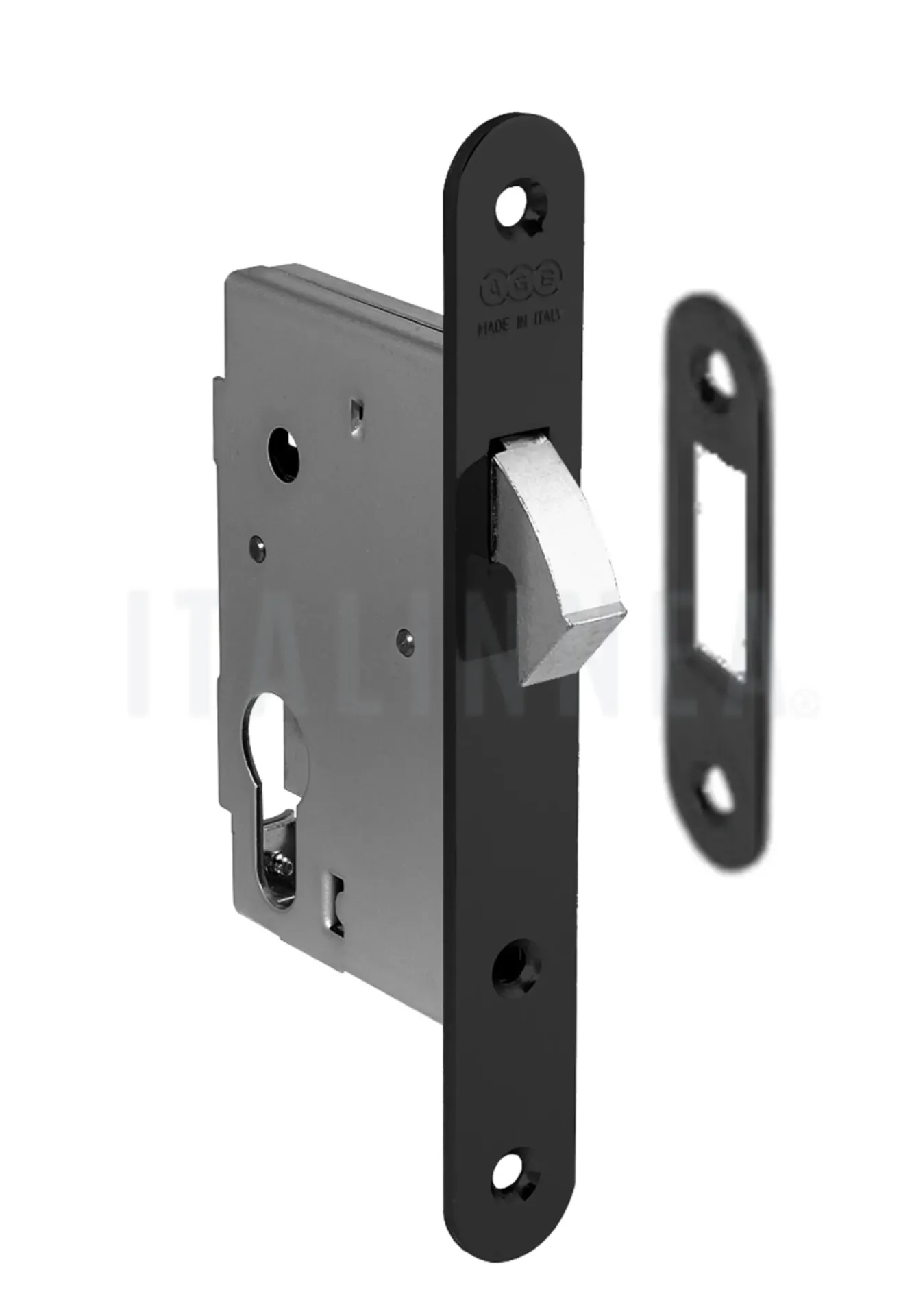 [CEL7000AGBNE050] CERRADURA CORREDERA L7 PARA CILINDRO AGB (ITALIA) BLACK MATT CON CONTRAFRONTAL