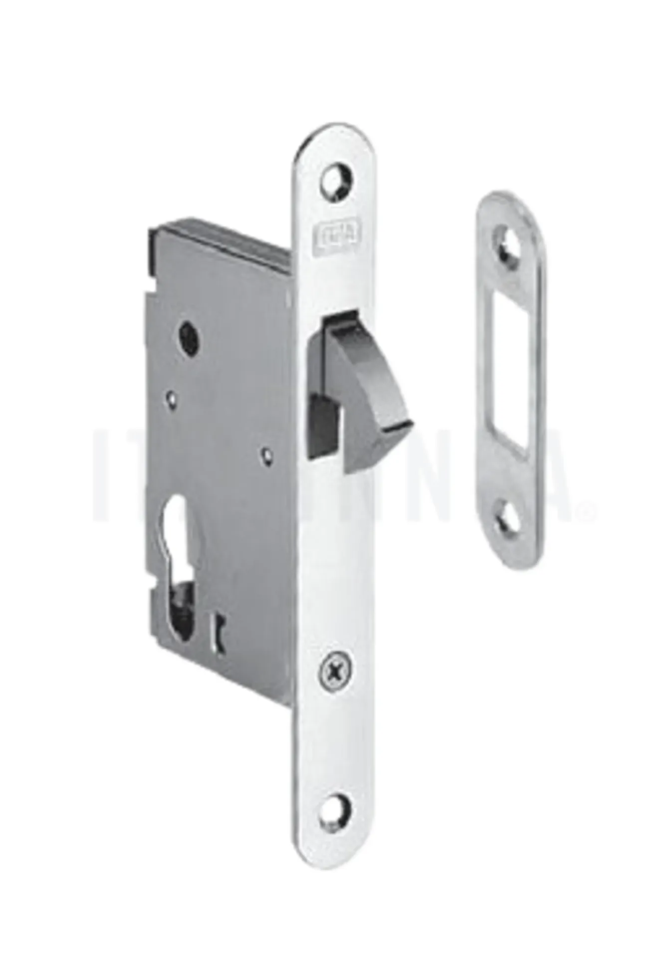 CERRADURA CORREDERA L7 PARA CILINDRO AGB (ITALIA) NÍQUEL 50 CON CONTRAFRONTAL